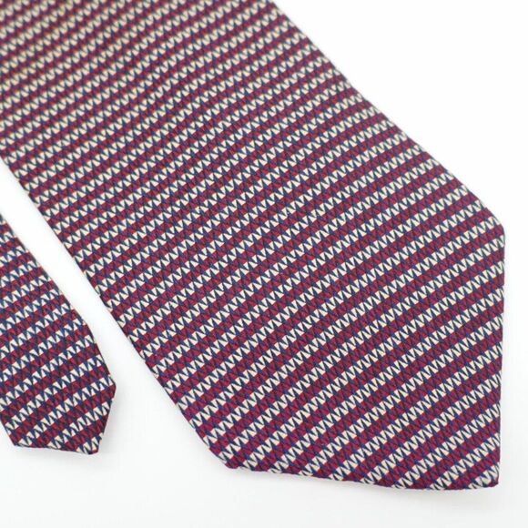 Nautica Geomertric Blue Red Cream Print Wide Silk‎ Tie - Picture 1 of 7
